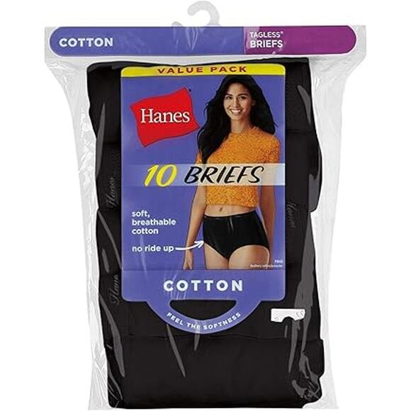 Hanes Cotton Brief Value Pack, 10-Pack, Underwear Size Large - Picture 1 of 4